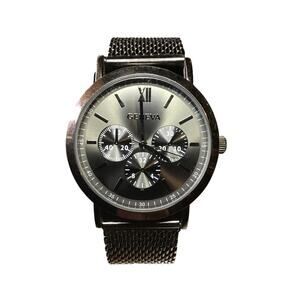 Geneva Chronograph Black Stainless Steel Watch Japanese Quartz Movement